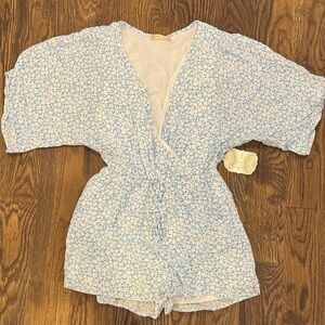 Altr’d State Blue Floral Romper XS NEW
